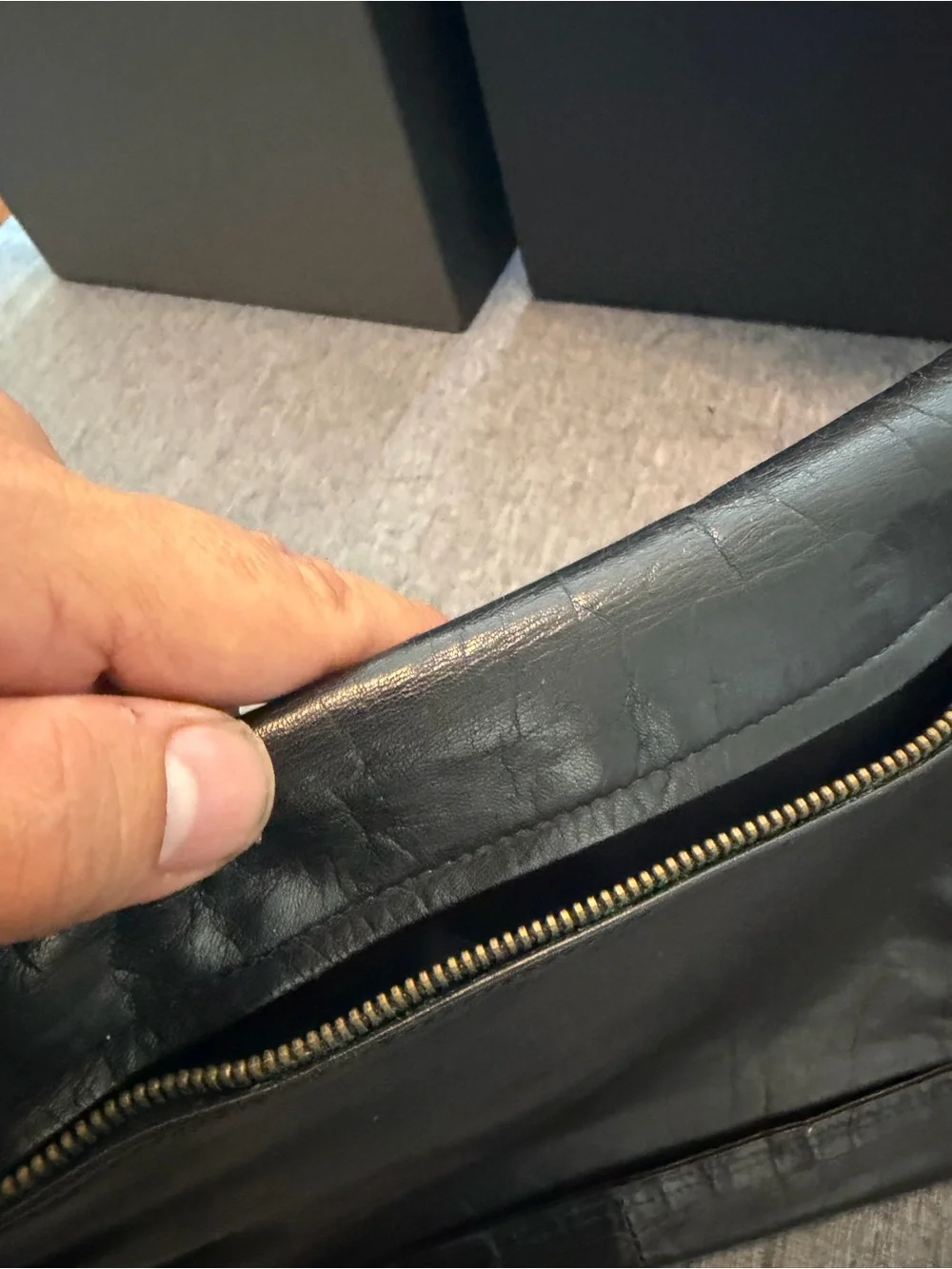 Authentic Bottega Veneta Black Leather Portfolio Clutch Made in Italy